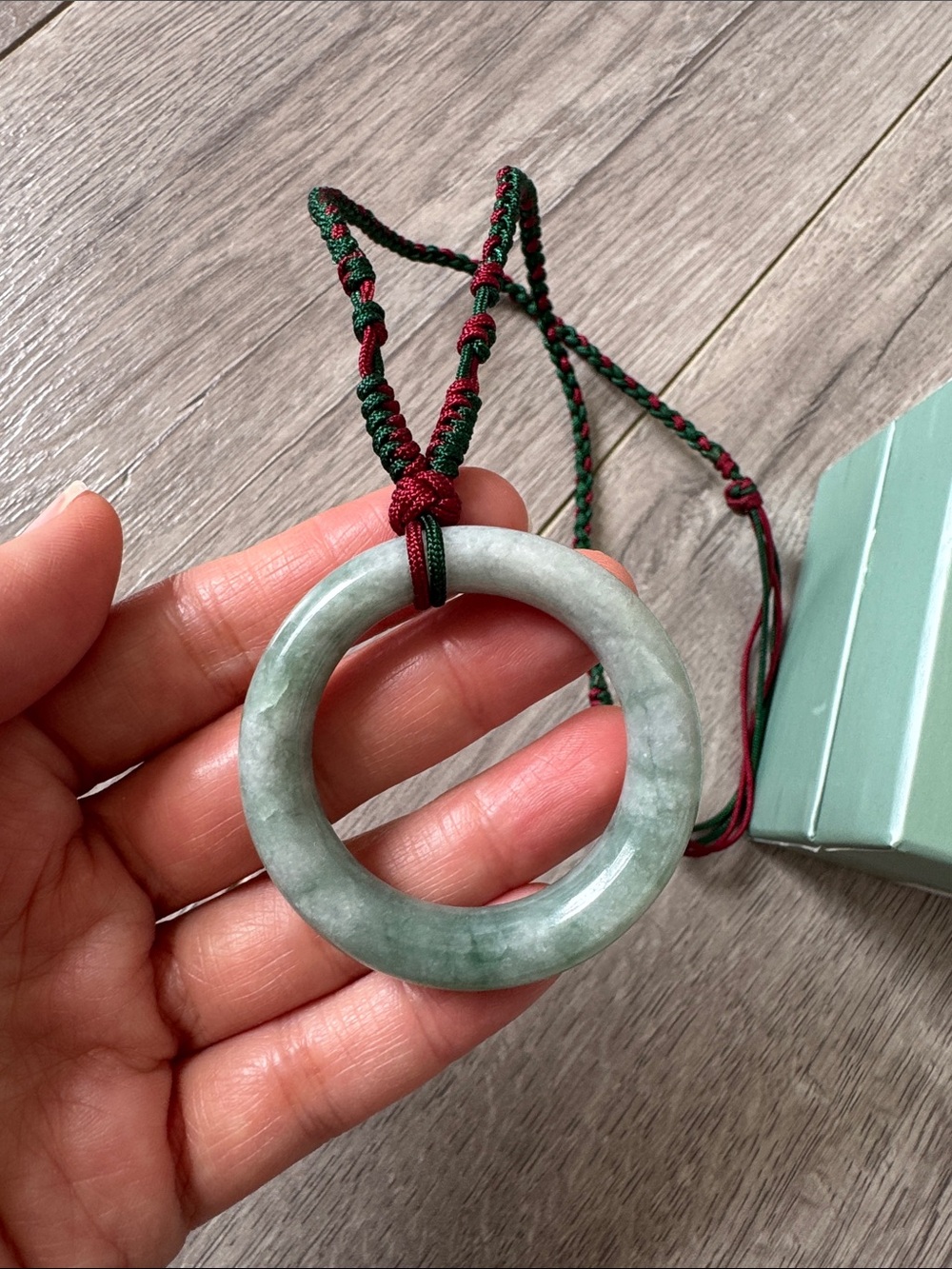 Natural Jade Donut Pendant Necklace Feng Shui Prosperity Circle Amulet Lucky